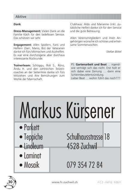 FCZ-INFO 1/2011 - FC Zuchwil