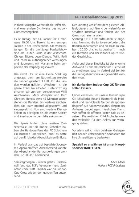 FCZ-INFO 1/2011 - FC Zuchwil