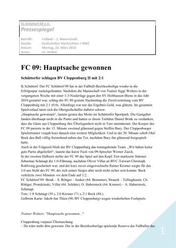 FC 09: Hauptsache gewonnen - FC Schüttorf 09