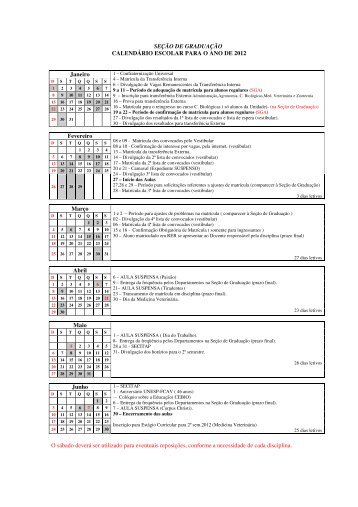 SEÇÃO DE GRADUAÇÃO CALENDÁRIO ESCOLAR PARA ... - Unesp