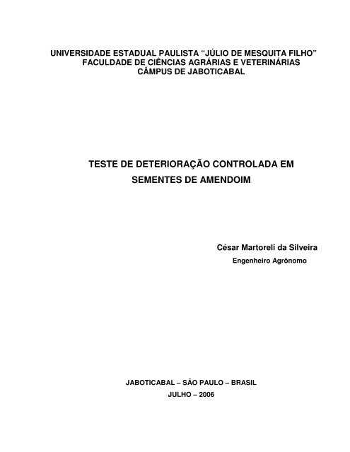 TESTE DE DETERIORAÇÃO CONTROLADA EM ... - Unesp