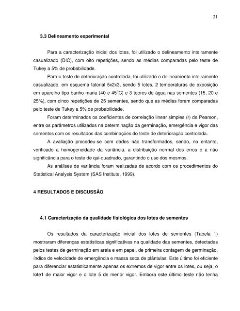 TESTE DE DETERIORAÇÃO CONTROLADA EM ... - Unesp