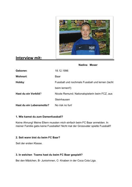 Interview mit: - FC Baar