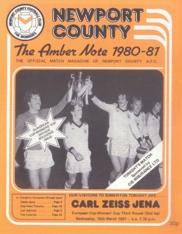 Programmheft Newport County - FC Carl Zeiss Jena (18. March 1981)