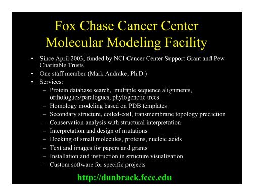 Methods for Protein Structure Prediction - Fox Chase Cancer Center