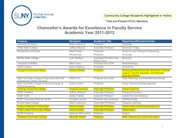 2011 - 2012 Chancellor's Excellence Awards - Faculty Council of ...