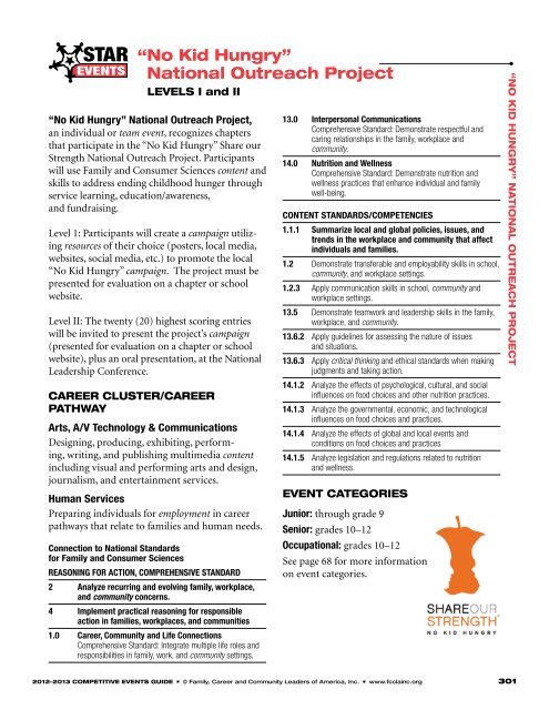 no Kid hungry” national outreach project - fccla