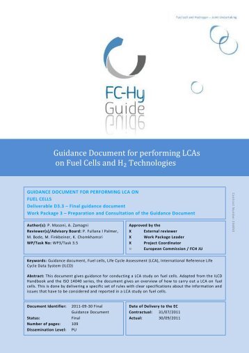Guidance Document for performing LCAs on Fuel ... - FC-HyGuide