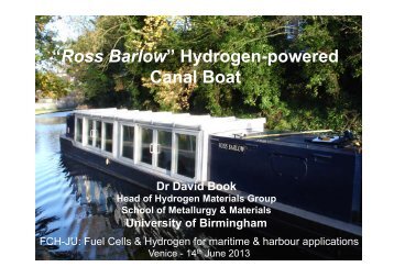 “Ross Barlow” Hydrogen-powered Canal Boat - FCH JU