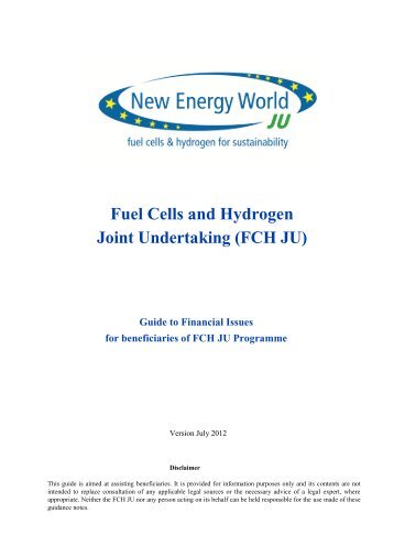 Guide to financial issues for beneficiaries of FCH JU programme ...