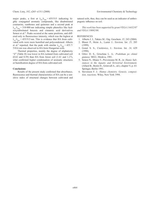 2. ENVIRONMENTAL ChEMISTRy & TEChNOLOGy 2.1. Lectures