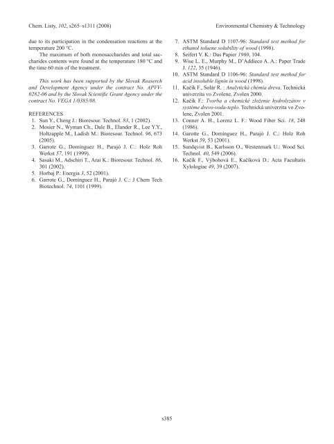 2. ENVIRONMENTAL ChEMISTRy & TEChNOLOGy 2.1. Lectures