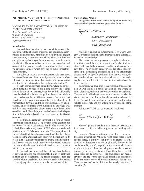 2. ENVIRONMENTAL ChEMISTRy & TEChNOLOGy 2.1. Lectures