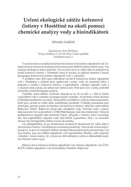 Sborník abstraktů 2010 - Fakulta chemická - Vysoké učení technické ...