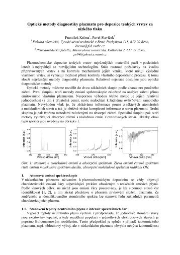 Optické metody diagnostiky plazmatu pro depozice tenkých vrstev ...
