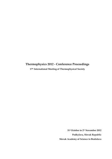 Thermophysics 2012 - Conference Proceedings