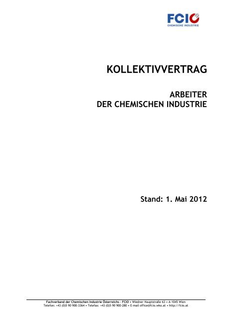 Kollektivvertrag Arbeiter 2012 - FCIO - Fachverband der ...