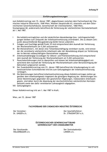 Kollektivvertrag Arbeiter 2012 - FCIO - Fachverband der ...