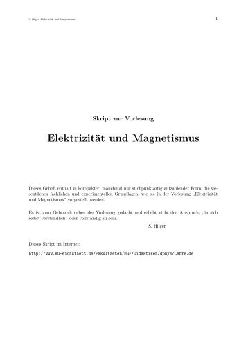 Elektrizität und Magnetismus - Die Seiten der DIE SEITEN DER ...