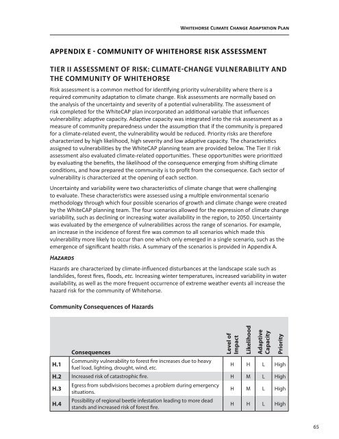 Whitehorse Climate Change Adaptation Plan - Yukon College