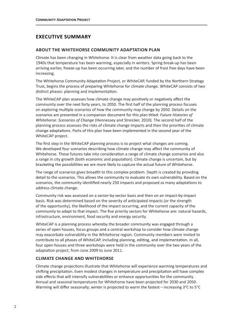Whitehorse Climate Change Adaptation Plan - Yukon College
