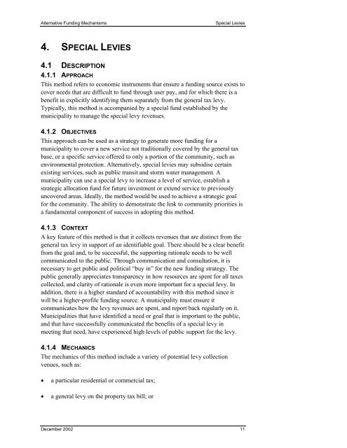 ALTERNATIVE FUNDING MECHANISMS - FCM