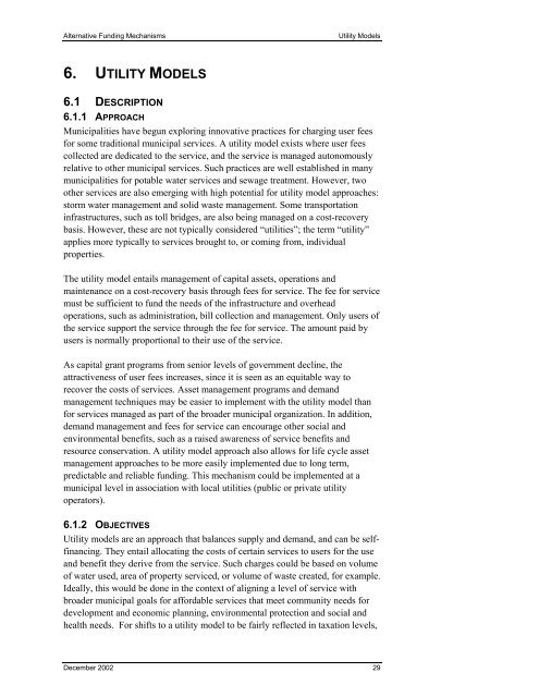 ALTERNATIVE FUNDING MECHANISMS - FCM