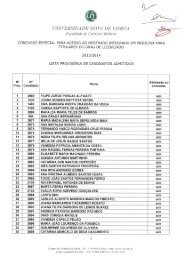 Lista Provisória de Candidatos Admitidos - Faculdade de Ciências ...