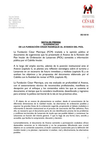 Nota de prensa - Fundación César Manrique