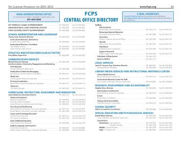 Department and School Contacts (PDF) - Frederick County Public ...