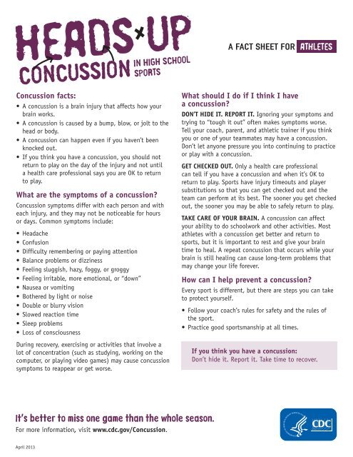 Concussion Fact Sheets