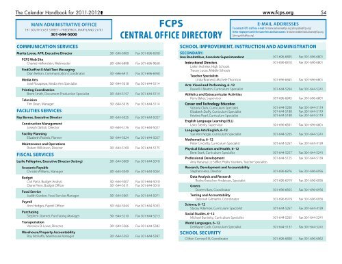 Calendar Handbook - Frederick County Public Schools