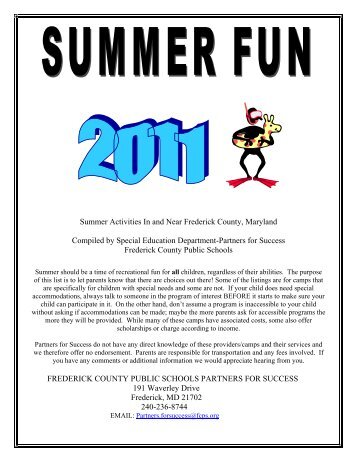 Summer Activities In and Near Frederick County, Maryland ...