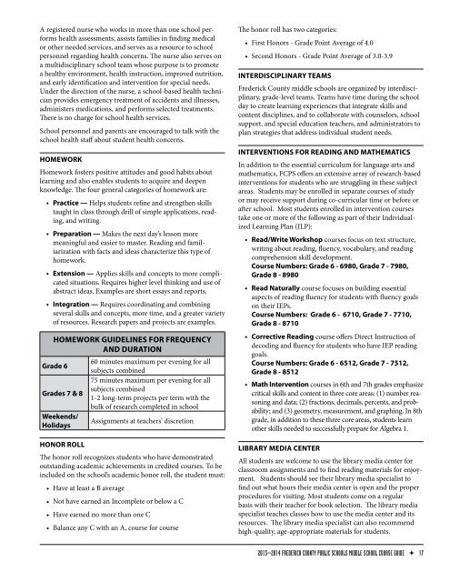 middle sChool Course Guide - Frederick County Public Schools