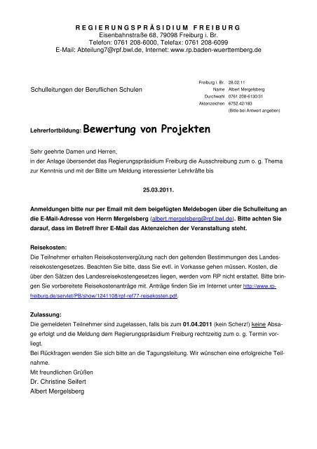 Lehrerfortbildung: Bewertung von Projekten - FCS-Freiburg