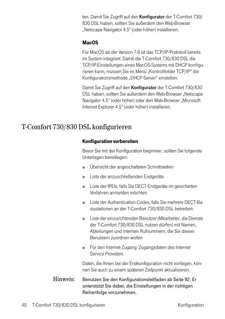 T-Comfort 730/830 DSL - Hilfe & Service - Telekom