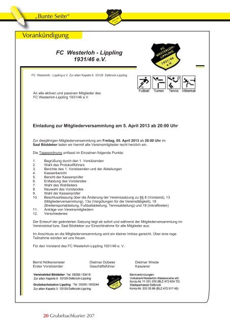 Grubebachkurier Nr. 207 - FC Westerloh-Lippling