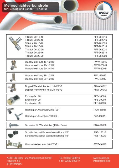 Alu-Verbundrohr und Zubehör - Asotec GmbH