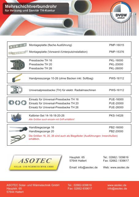 Alu-Verbundrohr und Zubehör - Asotec GmbH