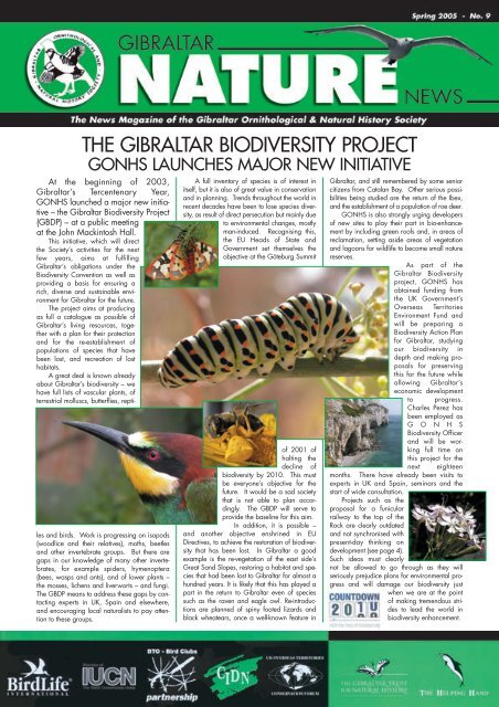 No 9 - Gibraltar Ornithological & Natural History Society