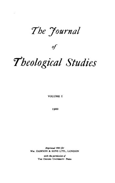 Front Matter (PDF) - Journal of Theological Studies