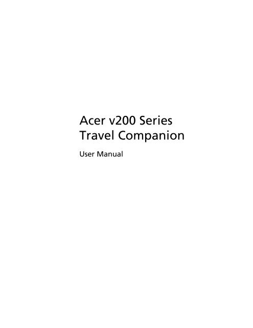 Acer v200 Series Travel Companion setup