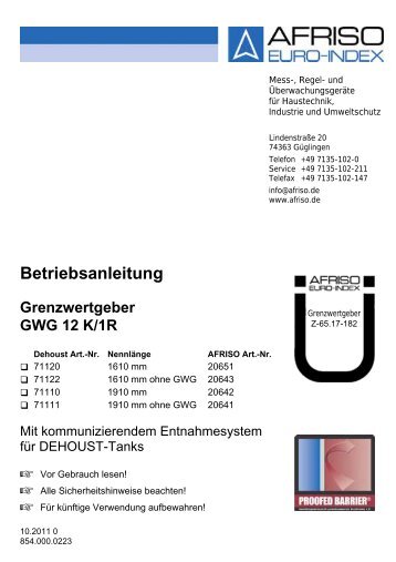 GWG 12 K/1R - DEHOUST GmbH