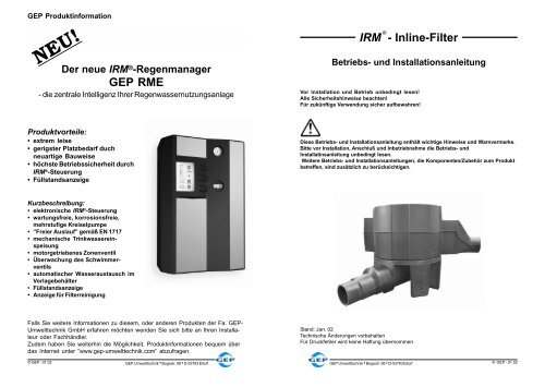 IRM - Inline-Filter - DEHOUST GmbH