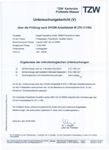 DVGW-Arbeitsblatt W 270 - DEHOUST GmbH