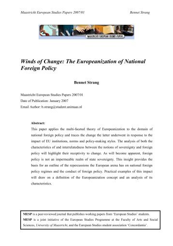 Winds of Change: The Europeanization of National Foreign Policy