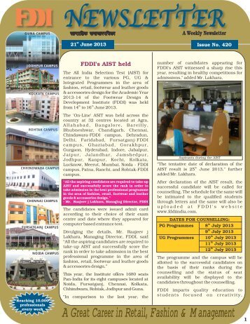 FDDI Newsletter 21-06-2013 - Footwear Design and Development ...