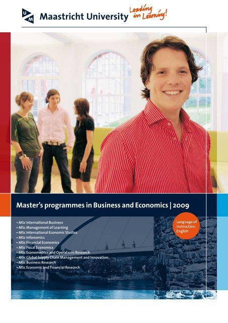 Master's programmes in Business and Economics | 2009 - School of ...