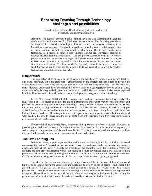 proceedings of Student Mobility and ICT: Can E-LEARNING