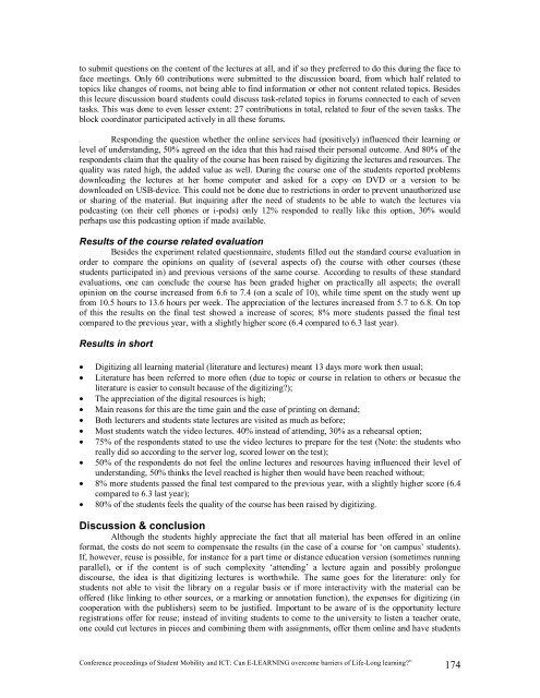 proceedings of Student Mobility and ICT: Can E-LEARNING